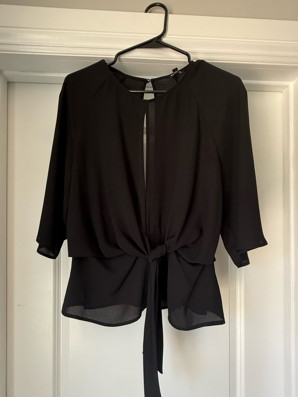 Express Black Tie-Front Blouse